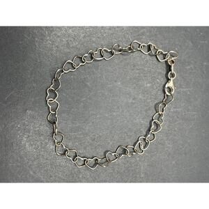 Vintage Sterling Silver 925 Interlocking Hearts Link Bracelet Sz 7.5